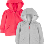 Simple Joys by Carter's Girls' 2-Pack Fleece Full Zip Hoodies