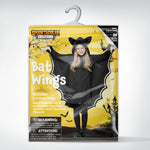 Spooktacular Creations Halloween Vampire Bat Costume Glow in the Dark, Girl Black and Silver Bat Wings Costume for Kids
