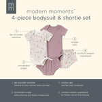 Modern Moments by Gerber Baby Girls' Short Sleeve Bodysuit and Shorts Set, Ivory Garden/Medium Lilac, 0-3 Months