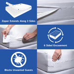 Twin Extra Long (XL) Mattress Protector Zippered Bed Bug Waterproof Encasement Hypoallergenic Premium Quality Cover Protects Against Dust Allergies White
