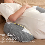 Momcozy Plus W Shaped Pregnancy Pillow for Sleeping, Adjustable Maternity Pillow for Side Sleepers, Portable Wedge Belly Support, Compact Design for Back Belly and HIPS, Grey and White