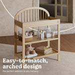 Graco Olivia Changing Table with Water-Resistant Changing Pad (Driftwood) - GREENGUARD Gold Certified, Includes Bonus Water-Resistant Changing Pad with Safety Strap, 2 Open Shelves, Stylish Design