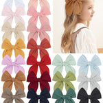 5.5 Inch 20PCS Baby Girls Fable Hair Bows Clips Cotton Linen Alligator Hair Clips Large Neutral Handmade Hair Accessories Bows for Girls Toddlers Kids by doboi