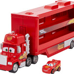 Mattel Disney and Pixar Cars Mini Mack Racers Hauler & 1 Toy Car, Transporter Truck Holds 18 Minis, Collectible Set