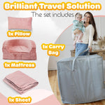 Sleepah Toddler Travel Bed & Chair – Foam Raised Safety Bumpers (55" x 26" x 8") – Foldable Portable Cot for Children 18M – 6yr Old - Fold Out Sofa Couch Lounger with Sheet Pillow & Case (Pink)