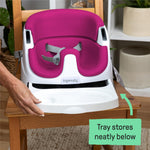 Ingenuity Baby Base 2-in-1 Booster Feeding and Floor Seat with Self-Storing Tray - Pink Flambe
