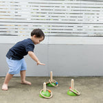 PlanToys® Meadow Ring Toss Wooden Montessori Coordination and Gross Motor Toy | Focus, Aim, Balance and Movement Development Activity | Eco Friendly Outdoor and Indoor Learning Game