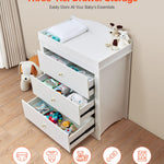 VEVOR Changing Table Dresser, Baby Diaper Change Station with 3 Drawers, Multi-Functional Modern Changing Table Dresser with Storage Organizer Nursery for Children's Room, White