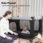 Pack and Play, Baby Bassinet Bedside Sleeper with Diaper Changer, Baby Playard, Baby Travel Playpen, Portable Baby Crib with Carry Bag, Easy to Install