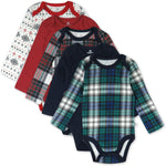 HonestBaby baby-boys 5-pack Long Sleeve Bodysuits One-piece 100% Organic Cotton for Infant Baby Boys