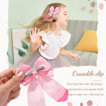 doboi Hair Bows for Girls 2PCS Back to School Pencil Hair Bow 3.3 In Glitter Hair Bows with Alligator Clips Handmade Hair Accessories for Girls Babies Toddlers Teens Teacher (PINK)