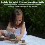 PlanToys® Wooden Classic Tea Set for Montessori Inspired Pretend Play | Social Interaction, Communication and Imaginative Role Play | Eco Friendly Wooden Tea Time Set for Creative Learning