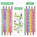 Leinuosen 48 Pcs Scented Pencils for Kids Cute Motivational Colorful Fun Wood HB Pencils Bulk with Erasers Fruit Elements for School Office Classroom Student