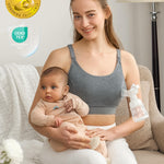 Momcozy Hands Free Pumping Bra, Adjustable Breast-Pumps Holding and Nursing Bra, Suitable for Breastfeeding-Pumps by Lansinoh, Philips Avent, Spectra, Evenflo and More(Grey,Medium)