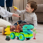 JoyBuilders 18 in 1 Dinosaur Toys for Kids 3-5, Dinosaur Truck Toys for Kids with 2 Pull Back Cars, 8 Dino Figures, Dinosaur Toys for Boys and Girls, Birthday Party Favors&Christmas Presents for Kids