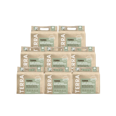 Terra Diapers Size 5: 85% Plant-Based Diapers, Ultra-Soft & Chemical-Free for Sensitive Skin, Superior Absorbency for Day or Nighttime Diapers, Designed for Toddlers 28-39 Pounds, 128 Count