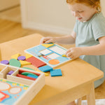 Melissa & Doug Beginner Wooden Pattern Blocks Educational Toy with 5 Double-Sided Scenes and 30 Shapes Puzzles for Kids 3+