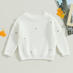 Mubineo Baby Girl Winter Clothes Cute Flower Sweater Crewneck Pullover Long Sleeve Knit Newborn Infant Sweaters (US, Age, 12 Months, 18 Months, Cream White)