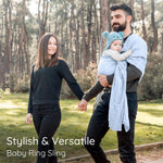 Ring Sling Baby Carrier - USA Lab Tested, 100% Natural Cotton Muslin, Breathable & Ergonomic Ring Sling Dark Blue