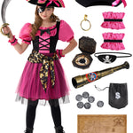 Spooktacular Creations Halloween Costumes for Girls, Kids Pirate Costume, Magenta Pirate Dress for Toddler Girls Halloween Princess Role Play Parties(Medium(8-10 yrs))