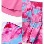 PATPAT Girls 2 Piece Tennis Skirt Set Size 10-11 Pink Tank Tops and Tie Dye Skort Athletic Sets Sleeveless Tops + High Waisted Pleated Skort 2 Piece Outfits Girl Summer Clothes Workout Outfit