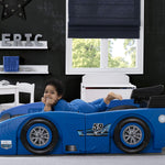 Delta Children Grand Prix Race Car Toddler-to-Twin Bed, Blue