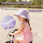 Zando Baby Toddler Sun Hat for Girls Bucket Hat - UPF 50+ Wide Brim Adjustable Breathable Lightweight Summer Camp Sun Protection Beach Hat for Kids Boys Girls Purple Cap