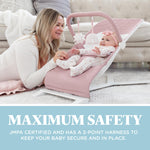 Baby Delight Alpine Deluxe Portable Baby Bouncer | Infant | 0-6 Months | 100% GOTS Certified Organic Cotton Fabric | Organic Rose
