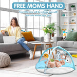 CebollaJojo Baby Play Gym Mat, Tummy Time Mat with 6 Detachable Toys，Washable Baby Activity Play Mat for Hearing,Visual, Sensory, Motor Development, Easy to Install & Clean, Baby Essentials Gift