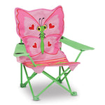 Children's folding chair with butterfly design on a white background