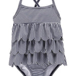Carter's Baby Girl's Two-Piece Swimsuit Swimwear, Blue Stripe, 12 Months