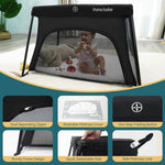 Pamo Babe Travel Crib - Lightweight Baby Playard with Zip Door, Carry Bag for Airplane - Easy to Carry