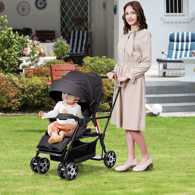 Double Stroller,Sit-Stand Lightweight Travel Folding Stroller for Toddler with Standing Platform,5-Point Harness,Canopy,Kids Tray,Storage