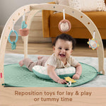 Fisher-Price Wood Baby Playmat Lay & Play Deluxe Activity Gym with Wooden Frame & Tummy Time Sensory Toys for Newborns 0+ Months