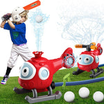 Water Sprinkler Baseball Toy for Kids, 2 in 1 Helicopter Water Sprinkler T Ball Set with 2 Spray Modes, Summer Outdoor Water Spray Toys for Toddlers Yard, Ages 3+