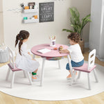 Costzon Kids Table and Chair Set, Wood Activity Table w/Center Mesh Storage, Children Furniture Gift for Boys & Girls, Ideal for Arts, Crafts, Snack Time, Homework, Toddler Table and Chair Set (Pink)