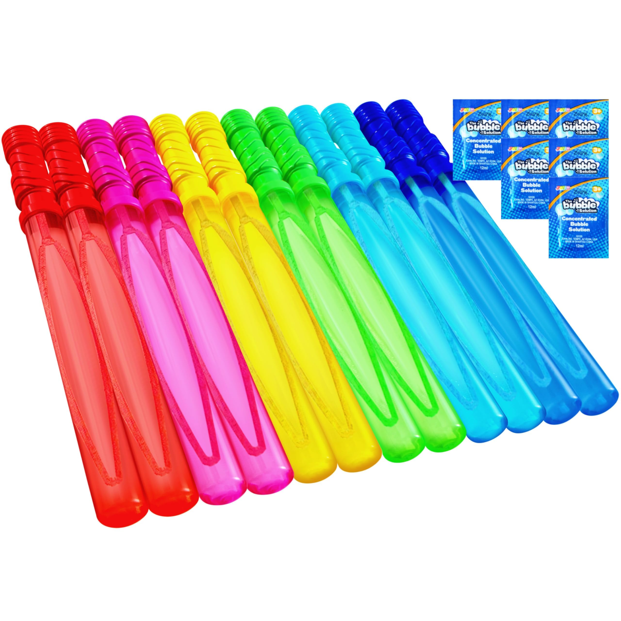 JOYIN 14.6’’ Big Bubble Wands for Kids, 6 PCS Bubble Wand with Refill Solution for Summer Toy Party Favor, Outdoors Toy Activity, Easter Basket Stuffers, Birthday Gift