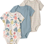 Little Planet by Carter's Neutral 3-pack Short Sleeve Bodysuits made with Organic Cotton, Veggie Fruit, 12M