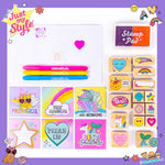 Just My Style Wood Stamp Set by Horizon Group USA, 15 Wooden Stamps, Scrapbooking Sheets, Colorful Markers, Stationery Set, 2-Tone Stamp Pad