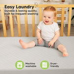 2-Pack Waterproof Crib Mattress Protector Cover Fitted - Quiet Baby Crib Mattress Pad Sheets, 52" x 28" Soft Quilted Cotton Baby Sheet, Machine Washable, Easy Fit, Durablee (Sage/Mavy)