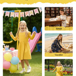 PATPAT 3-Packs Toddler Girl Floral and Polka Dots Long-Sleeve Dress Set 4-5 Years, White&Yellow&Blue