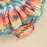 Mubineo Baby Girl Summer Clothes Floral Romper Dress Infant Sleeveless Rompers Skirt One Piece Boho Sun Dress Outfits (Blue Orange Beach, 6-12 Months)