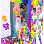 Decora Fashion Girlz Series 2– Decora Dream – 11” Fabric-Costumed Posable Vinyl Doll with Extra-Long Rainbow Hair, 50+ Surprises, Puffy & Flat Removable Stickers, and Accessories
