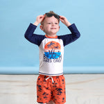 Gerber Baby Boys Baby Toddler Long Sleeved Rashguard Swim Bathing Suit Set Blue Beach 4T