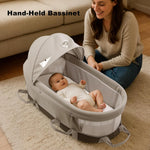 SUNVENO Portable Hand Held Bassinet for Baby with Canopy, Foldable Hand-Held Travel Cradle, 6 Carry Handles, Breathable Mesh, Water-Resistant Bottom, Indoor & Outdoor Baby Travel Bed