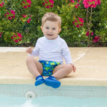 green sprouts Boys' Snap Reusable Absorbent Swimsuit Diaper, Royal Blue Turtle Journey, 24 M
