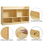 Kids Toy Storage Organizer, 5-Section Bookshelf for Organizing Books Toys, Wooden Storage Cabinet Daycare Furniture for School, Classroom Playroom, Nursery, Kindergarten (Natural)