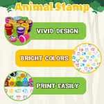 DMIGHT Jungle Safari Party Favors 20 PCS Wild Animals Stamps for Kids Birthday Gifts, Zoo Animal Stamps for Kids, Self Inking Stamps