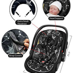 Infant Car Seat Insert with Extra Cushion for Preemie to Toddler, Reversible Newborn Carseat Insert Head Support, Fits for Stroller, Baby Swing, Rocker, Bassinets, Bouncer (Black Star)