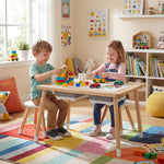 Costzon Toddler Sensory Table and Chairs, Wooden Table and Chair Set w/Double-Sided Boards & 2 Foldable Storage Bins, All-in-One Kids Activity Table for Draw, Sand, Water Play (3 PCS,Natural & White)